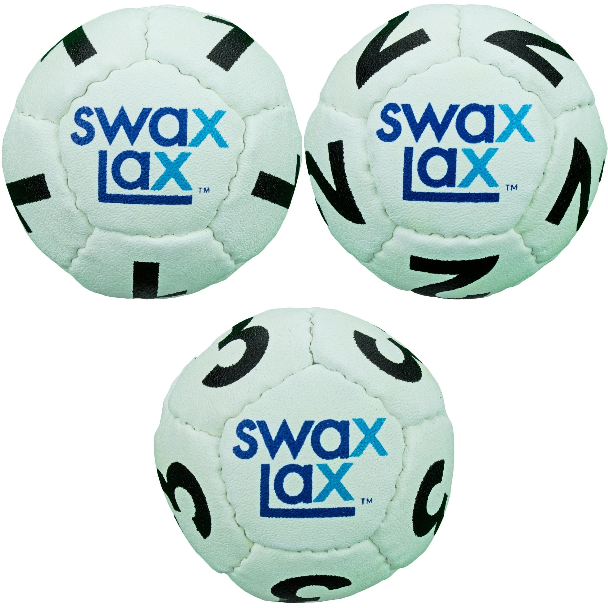 White goalie lacrosse training balls - front view of 3-piece set