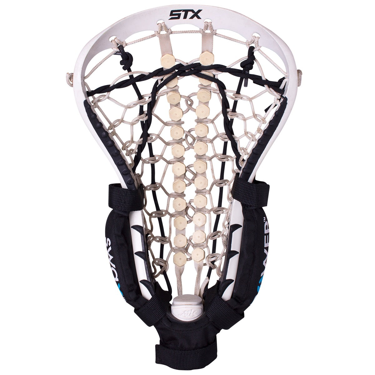 Swax Lax Power Weights shown on girls lacrosse stick - front view