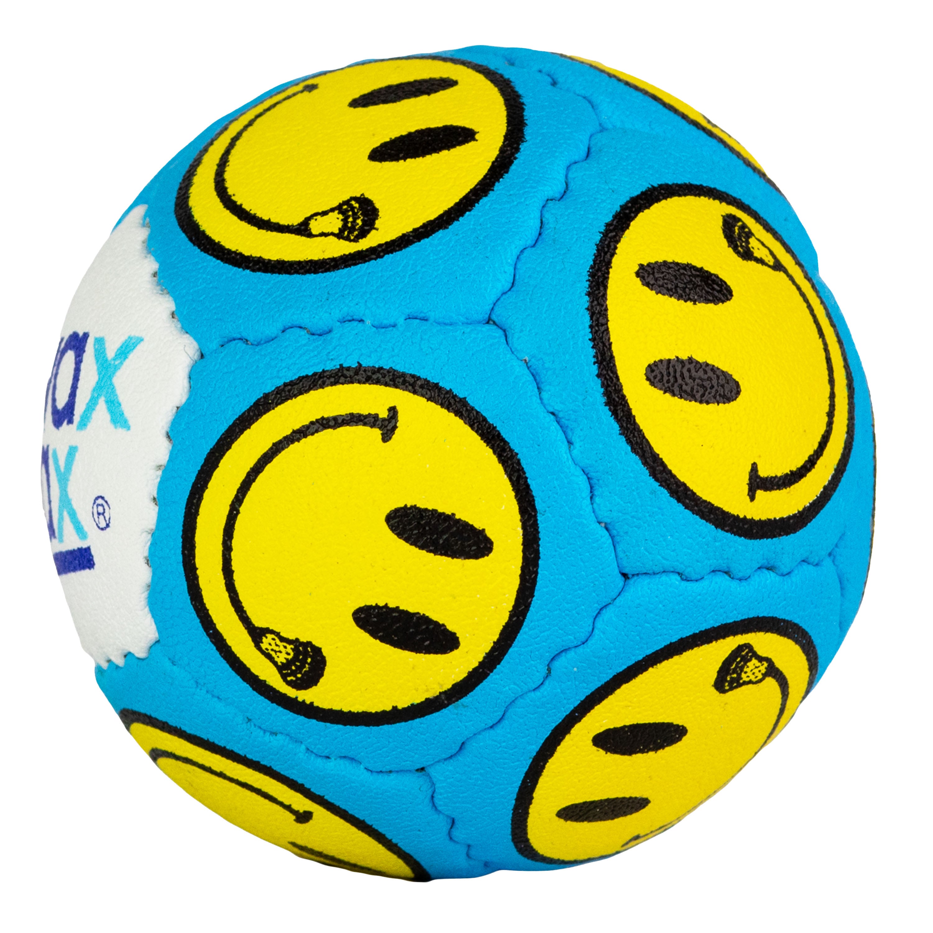 Smile Swax Lax lacrosse training ball - side view - smiley face with lacrosse stick mouth