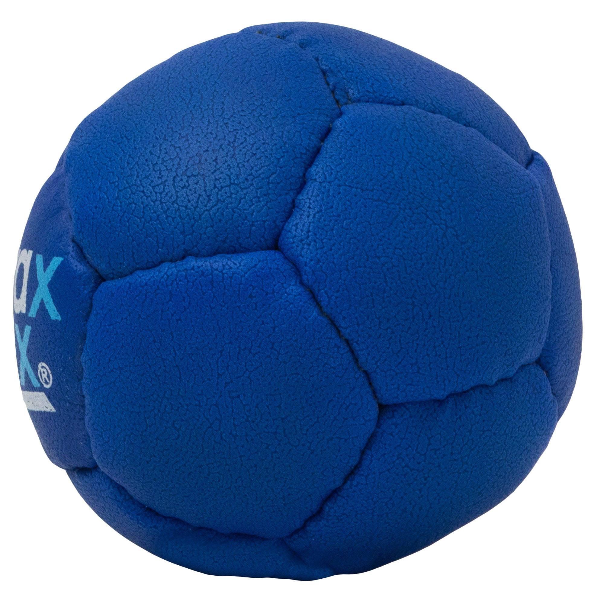 Blue Swax Lax lacrosse training ball - side view