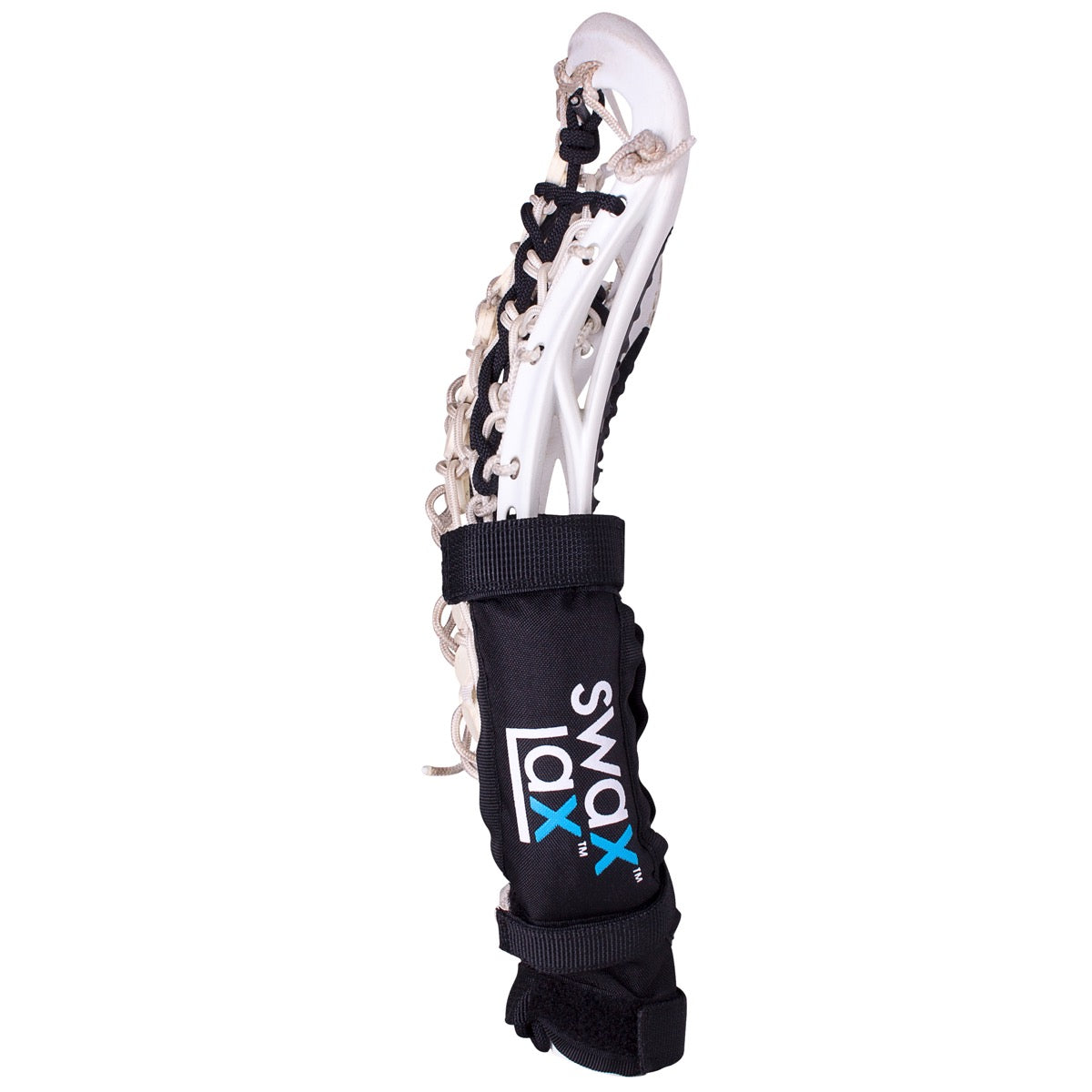 Swax Lax Power Weights shown on girls lacrosse stick - side view